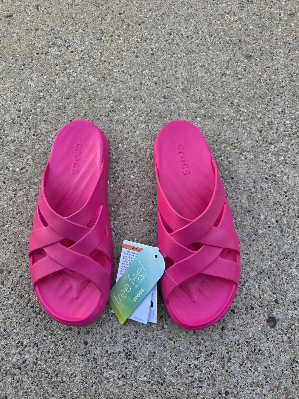 Crocs Pink Crisscross Slide Sandals Women Size 9 - Picture 3 of 11